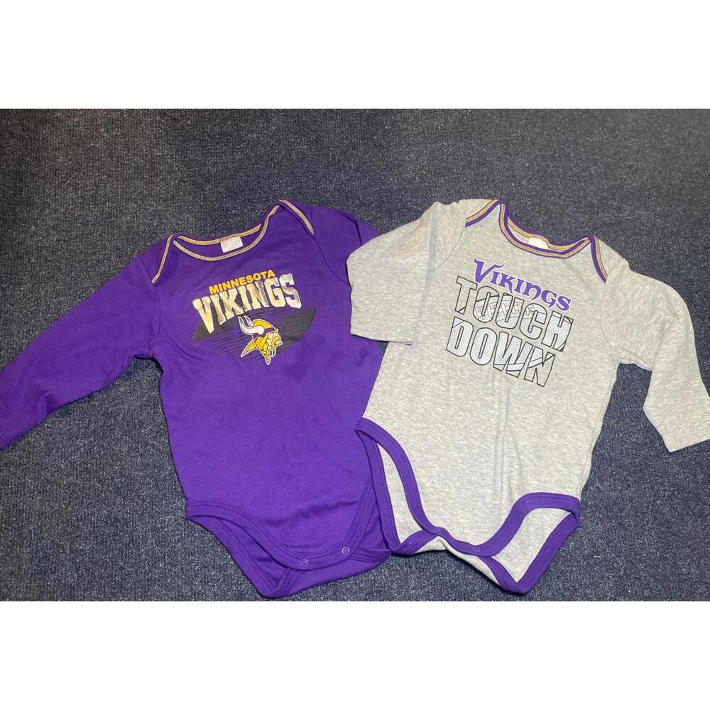 NFL Minnesota Vikings Baby Bodysuit Set - Purple and Gray Size 18 Months